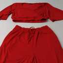 Women's 2025 Fall Trendy 2 Piece Outfits Lounge Sets Long Sleeve Top Henley Shirts Wide Leg Pants Travel Clothes Medium