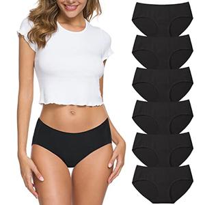 Wealurre Cotton Bikini Women's Breathable Panties Seamless Comfort Underwear(3128S,Black) Small