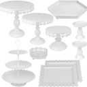 ZOOFOX Set of 10 Metal Cake Stands, Cupcake Holder Fruits Dessert Snack Plate Decor Serving Platter for Baby Shower, Wedding, Birthday Party or Christmas (White)