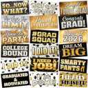 24 Designs 2026 Graduation Photo Booth Props Double Sided 11x5.51'' Graduation Prom Party Photoshoot Gold Black Picture Props for Photoshoot Supplies Waterproof Selfie Signs PVC for Party