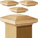 Sasylvia 4 Pcs 3.5 x 3.5 Inch Red Oak Wood Newel Post Cap Fence Post Cap Mounting Kit for Indoor Stair Outdoor Fences Mailboxes Decks