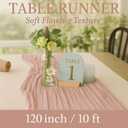 6 Pack Dusty Pink 10FT Cheesecloth Table Runners 120 Inch Blush Gauze Boho Table Decor Set for Bridal Shower, Mothers Day Brunch, Baby Girl Party, or Romantic Wedding Reception