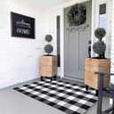 MUBIN Cotton Buffalo Plaid Rug, 3x5 Black and White Check Outdoor Rug Front Door Decorative Mat, Hand-Woven Reversible Foldable Rug for Layered Door Mats Washable Carpet for Front Porch, Entryway