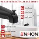Enhon Slip on Tub Spout with Diverter, Compatible with American Standard 8888026.002 Tub Spout, Bathroom Bathtub Faucet, Fits 1/2 Copper Water Tube(5/8 Dia), 5/32 Hex Wrench(Matte Black,1)