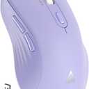 SOLAKAKA SM66 Purple Silent Dual Mode Bluetooth Wireless Mouse for Laptop, Adjustable 4800 DPI, Rechargeable Computer Mouse Wireless