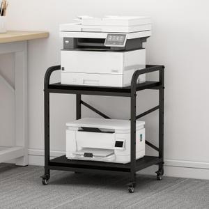 2 Tier Large Printer Stand, 20 x 20 Inches Printer Table with Storage Shelf, Rolling Printer Cart with Wheels for Home Office, Scanner Fax (Black) 2 Tier Large Printer Stand, 20 x 20 Inches Printer Table with Storage Shelf, Rolling Printer Cart with Wheels for Home Office, Scanner Fax (Black)