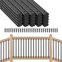 50 Pack Deck Balusters 32" Staircase Baluster for Deck Systems, Black Hollow Metal Spindles for Stair Railing and Porch Railing, Indoor Outdoor Use (1.5mm Thick)