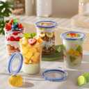 4 Pack Overnight Oats Containers with Lids, Oatmeal Container, 16oz Leak Proof Oats Jars, BPA Free, Reusable, Portable Plastic Food Storage Container for Oatmeal, Yogurt, Soup, Cereal, Milk and More