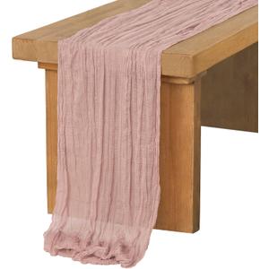 Ling's moment Pink Cheesecloth Table Runner, 120 Inch 10FT Dusty Rose Boho Gauze Rustic Sheer Cheese Cloth Table Runners for Party Wedding Birthday Outdoor Bridal Shower Decor