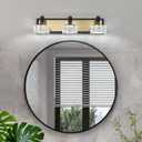 3-Light Bathroom Light Fixtures Over Mirror, Dimmable LED Bathroom Vanity Light with Crystal Shade, Black and Gold Modern Wall Sconce Light, Bathroom Lighting Fixtures Over Mirror, Bath Lamp