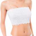Boao 4 Pieces Women Floral Lace Bandeau Bra Strapless Cleavage Cover Tube Top Elastic Seamless Stretchy No Pad Bandeau Bra (L)