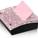 Eersida Rhinestone Self Stick Note Pad Holders 4 x 4 Inches Memo Sticky Dispenser Note Holder Sticky Dispenser for Office Home Desk Supplies(Pink)