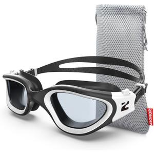 ZIONOR Swim Goggles, G1 SE Swimming Goggles Anti-Fog for Adult Men Women (One Size, A0-clear Lens Black White Frame)