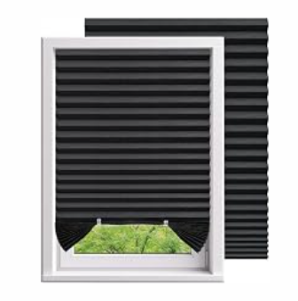 Temporary Shades Blackout Pleated Paper Blinds 35" W x 59" H Black 4PCS 