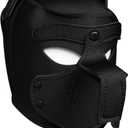 Pup Hood, Neoprene Puppy Mask with Removable Muzzle and Collar, Full Dog Face (9color) (Black)