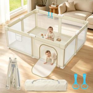 Foldable Baby Playpen, 65x50 Inch Large Playpen for Babies and Toddlers