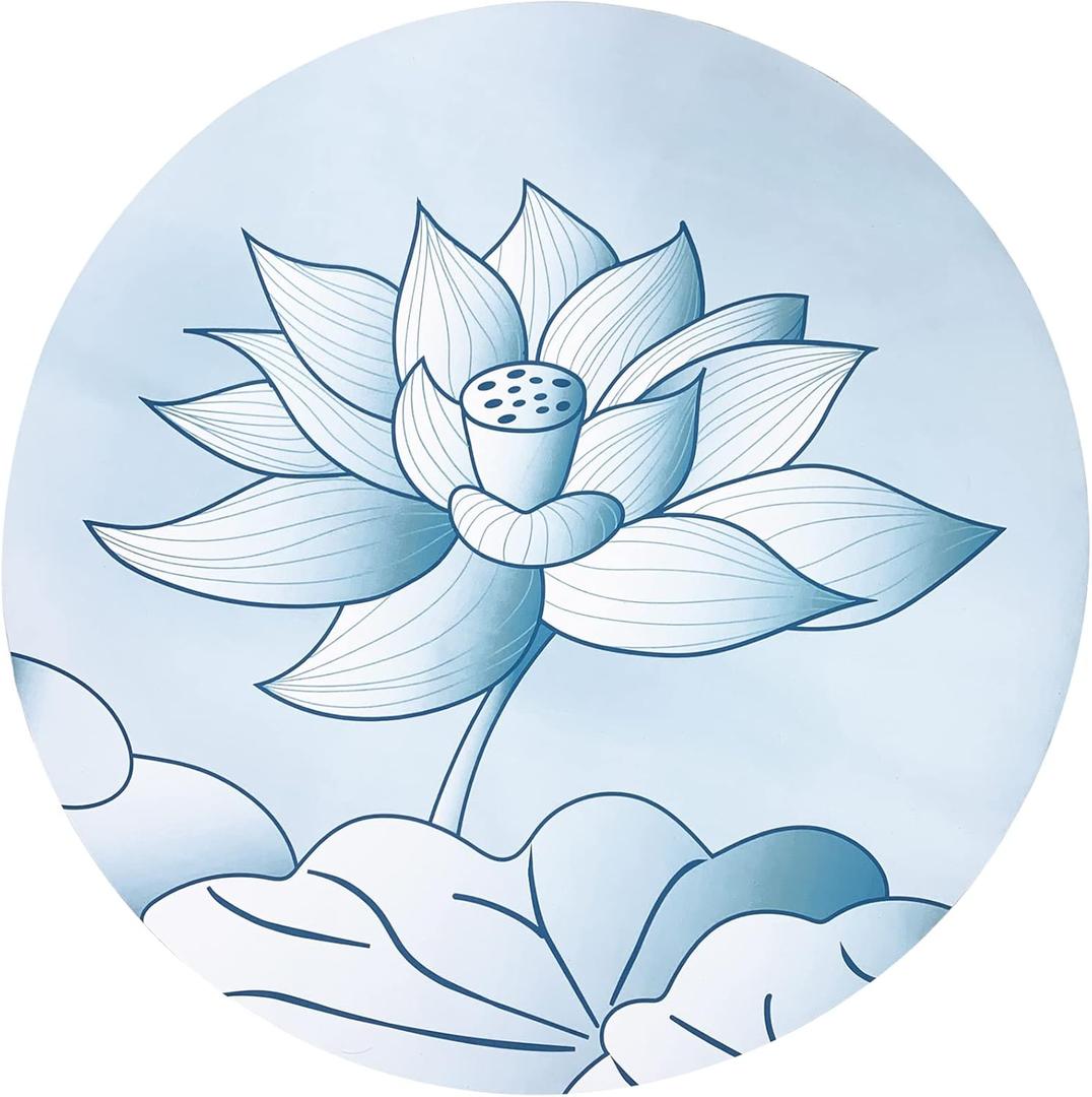 Round Meditation Yoga Mat - Large Lotus Non Slip Natural Rubber Mat for Home, Outdoor Exercise, Meditation, Stretching and Yoga (4Ft) (47.2'', Blue)