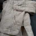 Womens Quilted Pullover Puffer Jacket Lightweight Oversized Hooded Winter Puffer Coat Light Warm Outerwear Pockets, Small, Beige