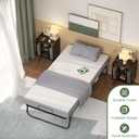 Unikito Folding Bed with Mattress for Adults, 75" x 31" Cot Size Portable Rollaway Guest Bed with Memory Foam Mattress and Metal Frame on Wheels, Space-Saving Folded Design, Storage Cover Included