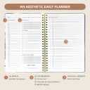 Undated Daily Planner - Spiral Notebook 80 Days One Day Per Page, Hourly Schedule, To-Do List, Notes, Everyday Planning Task, A5 Hardcover Journal Organizer Book Women Cute Aesthetic, Flower (Blue White Flower)