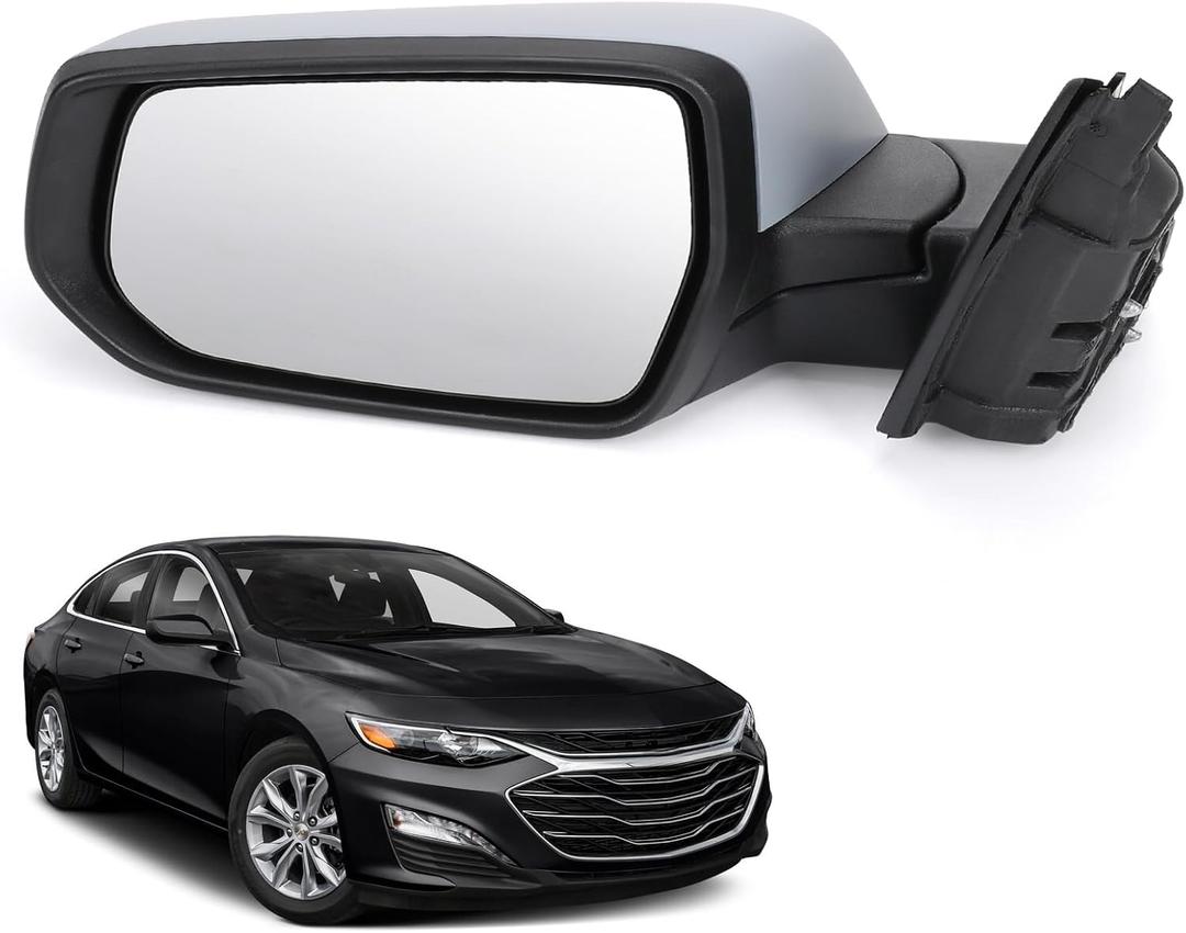 Left Driver Side Door Mirror Assembly Replace for 2016-2022 Chevy Malibu, with Power Glass Adjustment, Heated Mirror Glass, Turn Signal Light, Manual Folding and Paint to Match (Left, 7 Pins)