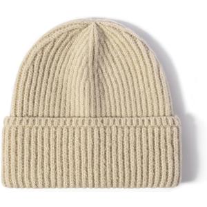 Gossifan Mens Beanie Winter Hats Unisex Soft Warm Stylish Knited Cuffed Skull Cap (US, Alpha, One Size, Beige)