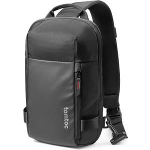 tomtoc 5L Compact Sling Backpack for Men Women, Lightweight Crossbody Shoulder Bag for 11 inch iPad Pro M5/M4, iPad Air M3/M2, 11" iPad A16, Nintendo Switch 2/Rog Xbox Ally X, EDC Daypack - XS Size (Black)