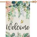 CROWNED BEAUTY Spring House Flag Floral 28x40 Inch Double Sided for Outside Welcome Burlap Large Yard Holiday Decoration CF747-40