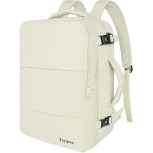 Taygeer Travel Backpack for Women, Carry On Backpack with USB Charging Port & Shoe Pouch, TSA 15.6" Laptop Back Pack Flight Approved, College Gym Bag Casual Daypack for Weekender Business Hiking,Beige (Large)