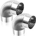 4 Inch 90 Degree Galvanized Dryer Elbow Vent Tube Connector Dryer Vent Elbow Connector Dryer for 4" HVAC Duct Ducting Pipe Hose Ductwork (2 Pcs)