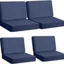 AAAAAcessories Outdoor Deep Seat Cushions, Foam Pillow, Waterproof, Fade-Resistant Patio Furniture Replacement Cushions, 24" x 24" x 5", Set of 10, Navy Blue (24x24-19'' Mid Back-2 Count)
