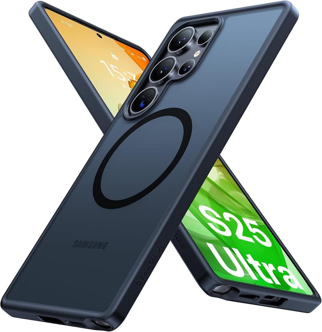 TORRAS Magnetic Shockproof for Samsung Galaxy S25 Ultra Case, Fit for MagSafe, 4X Military Grade Protection, Translucent Slim Case for Samsung S25 Ultra Case AntiFingerprint AntiScratch, Black