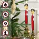 DRomance Christmas Flameless Taper Candles Battery Operated with Remote and Timer Real Wax LED Flickering Taper Candles 3D Wick Hand-Colored Painted Deer Holiday Indoor Decor(2 Pack, 0.79 x 11.4)