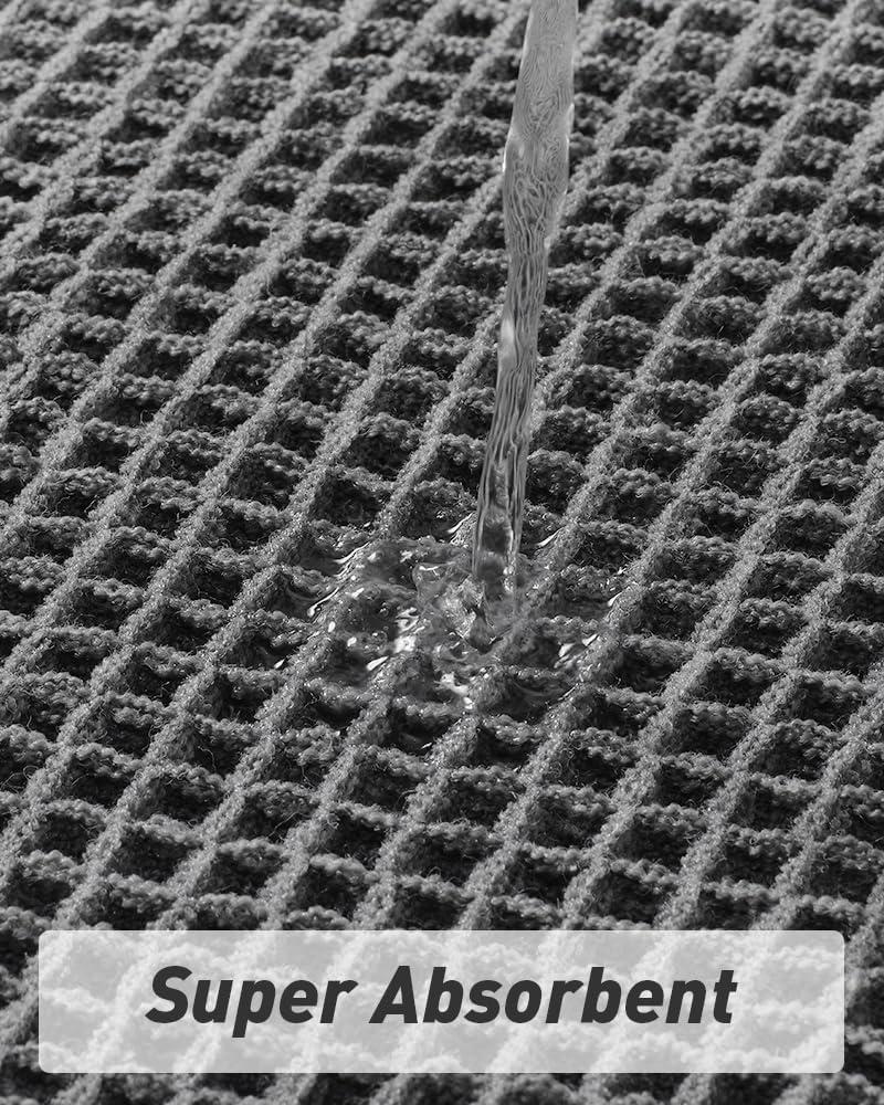 AMOAMI Upgraded Dark Grey Waffle Bath Mat4