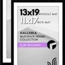 Americanflat 13x19 Picture Frame with Polished Plexiglass - Set of 2 - Use as 11x17 Frame with Mat or Display 13x19 Photo Without Mat - Galleria Collection - Picture Frames for Wall Display - Black