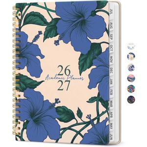 Academic Planner 2026-2027, Jul 2026-Jun 2027 Monthly & Weekly Planner | 6.3"x8.5" Pretty Calendar Planner for Women, Hardcover Organizer with tabs, School Office Home Supplies, Hibiscus Frame