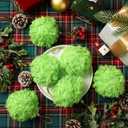 6 Pcs Furry Christmas Ball Ornaments 3.15 Inch Fuzzy Curly Ornaments Christmas Tree Hanging Decorations Soft Pom Pom Ball Xmas Ornament Pendants for Party Supplies(Green)