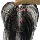 Anemone Human Hair Topper for Women 11" Clip in Bangs 9g Ultra-Light Borderless Swiss Lace Hairpiece for Thinning & Grey Hair (7 * 11 Brown Mid Bangs)