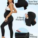 Fotociti 2/3/4 Pack Maternity Leggings With Pockets Over The Belly,Womens Pregnancy Workout Yoga Active Soft Tights Pants (Black)