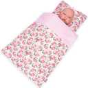2-PC Set Doll Bedding with Comforter and Pillow, Reversible Print Doll Bedding Accessories, Fits American Girl Dolls and Other 18 Inch Dolls
