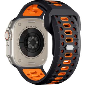 Maledan Compatible with Apple Watch Ultra 2 & Ultra Band 49mm 44mm 45mm 46mm 42mm for Men, Breathable Silicone Band Sport Loop Strap for Apple Watch Ultra iWatch Bands Series 10 9 8 7 6 5 4 3 SE Black