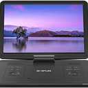 17.5" Portable DVD Player with 15.6" Large HD Screen, 6 Hours Rechargeable Battery, Support USB/SD Card/Sync TV and Multiple Disc Formats, High Volume Speaker, Black