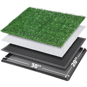 Dog Grass Pet Loo Indoor/Outdoor Portable Potty, Dog Litter Box, Artificial Grass Patch Bathroom Mat and Washable Pee Pad for Puppy Training, Full System with Trays (Pet Training Tray, 20"x30")