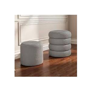 Square Set of 2 Sherpa Storage Ottoman Stool with Removeable lid,Load up to 440 lbs Footstool, Boucle Vanity Stool for Livingroom Bedroom Gray UASND69G (Grey)