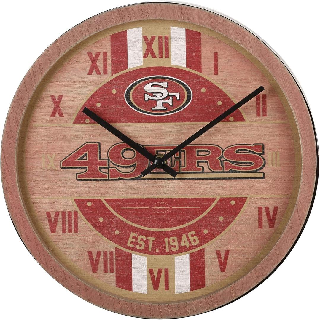 FOCO NFL Unisex-Adult NFL Wooden Barrel Wall Clock (One Size, Team Color)