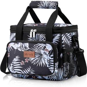 Lifewit Medium Lunch Bag Insulated Lunch Box Soft Cooler Cooling Tote for Adult Men Women, Flower 12-Can (9L)