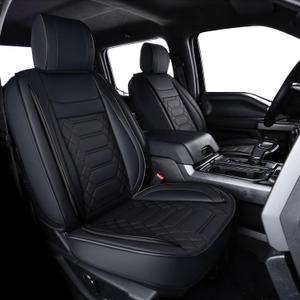 RISINGSTAR F150 Faux Leather Seat Covers, fit for 2015-2026 F150 SuperCrew, and 2017-2026 F250 F350 F450 Super Duty Crew Cab(Full Set, Black)