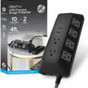 GE UltraPro Adapt 10-Outlet Surge Protector with USB Ports, 2 USB-A Ports, 2.4A, 12W, 4ft Braided Cord Power Strip Surge Protector, 3540 Joules, Black, 73775