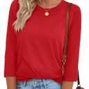YUCOLEN 3/4 Length Sleeve Womens Tops Crew Neck Loose Cotton T Shirts Casual Blouses Summer Basic Tees 2026,Medium