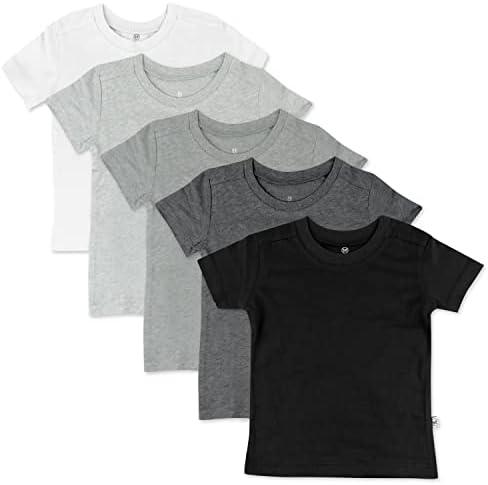 HonestBaby Unisex-Baby 2-Pack Short Sleeve T-Shirts 100% Organic Cotton Baby, Toddler, Little Kid, Boy, Girl, Unisex 4T